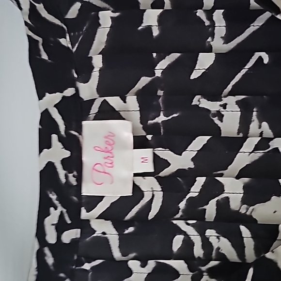 Parker black and white prong silk blouse size M - Picture 3 of 6
